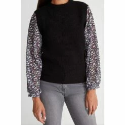 M&Co Petite Floral Sleeve Knitted Jumper -M&Co shop unnamed file 6