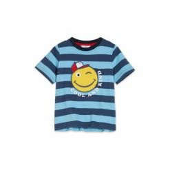 M&Co Blue Smile Face Stripe T-Shirt -M&Co shop unnamed file 600
