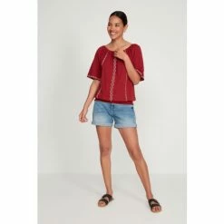 M&Co Red Aztec Gypsy Top -M&Co shop unnamed file 653