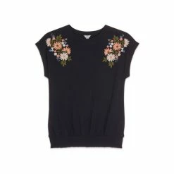 M&Co Blue Floral Puff Print Shirred T-Shirt -M&Co shop unnamed file 669