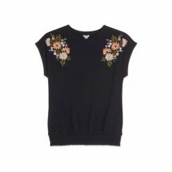 M&Co Blue Floral Puff Print Shirred T-Shirt -M&Co shop unnamed file 670