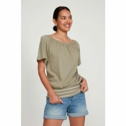M&Co Geen Shirred Hem Gypsy Top -M&Co shop unnamed file 673