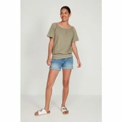 M&Co Geen Shirred Hem Gypsy Top -M&Co shop unnamed file 674