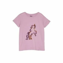 M&Co Purple Sequin Unicorn Short Sleeve T-Shirt