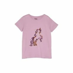 M&Co Purple Sequin Unicorn Short Sleeve T-Shirt -M&Co shop unnamed file 691
