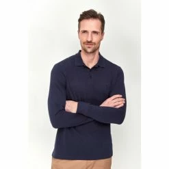 M&Co Blue Long Sleeve Polo Top