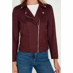 M&Co Red Suedette Biker Jacket -M&Co shop unnamed file 729