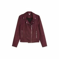 M&Co Red Suedette Biker Jacket -M&Co shop unnamed file 730
