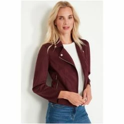 M&Co Red Suedette Biker Jacket -M&Co shop unnamed file 731