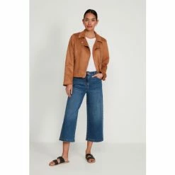 M&Co Brown Suedette Biker Jacket -M&Co shop unnamed file 757