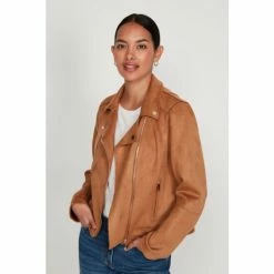 M&Co Brown Suedette Biker Jacket -M&Co shop unnamed file 758