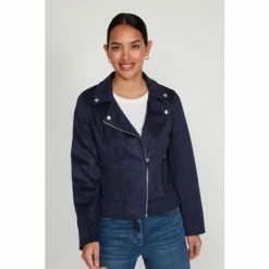 M&Co Blue Suedette Biker Jacket