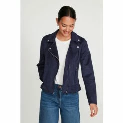M&Co Blue Suedette Biker Jacket -M&Co shop unnamed file 763