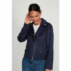 M&Co Blue Suedette Biker Jacket -M&Co shop unnamed file 766