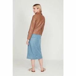 M&Co Tan Brown Leather Biker Jacket -M&Co shop unnamed file 794