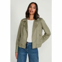 M&Co Green Suedette Biker Jacket