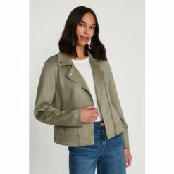 M&Co Green Suedette Biker Jacket -M&Co shop unnamed file 802