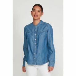 M&Co Blue Denim Frill Shirt -M&Co shop unnamed file 906