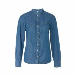 M&Co Blue Denim Frill Shirt -M&Co shop unnamed file 907
