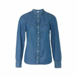 M&Co Blue Denim Frill Shirt -M&Co shop unnamed file 908